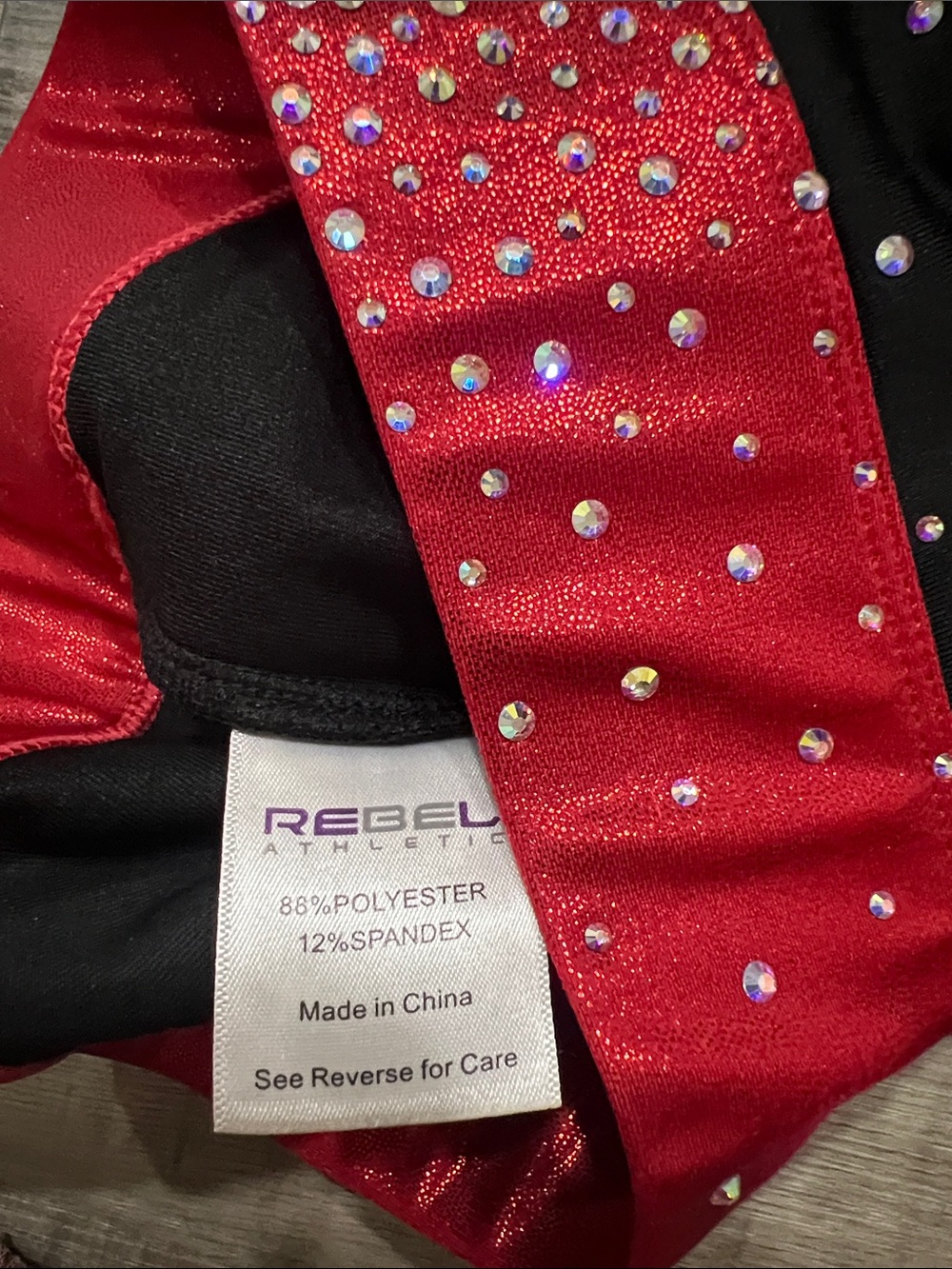 Rebel Athletic black skirt with rhinestones built in briefs and metallic red YM - Picture 7 of 8